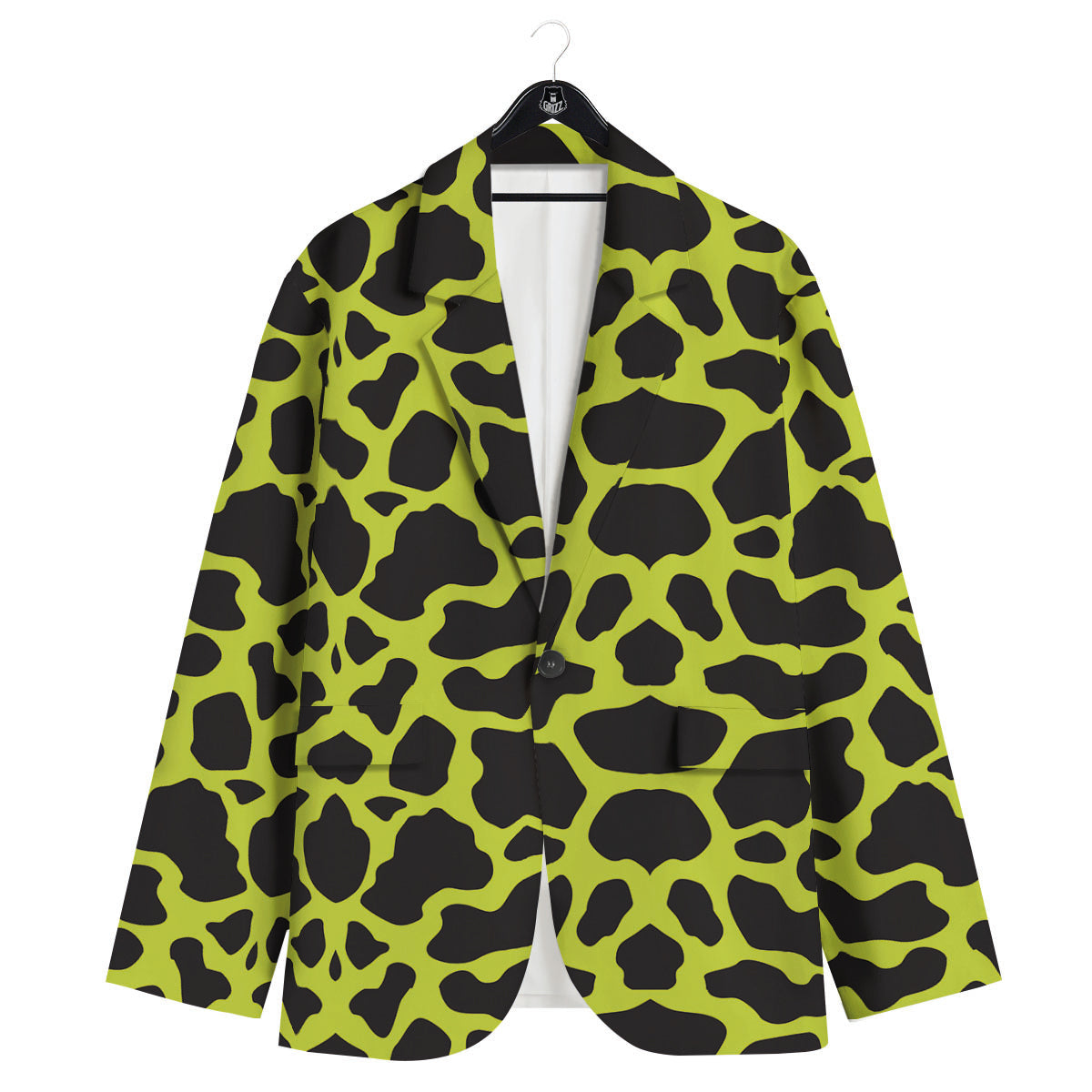 Cow Black And Lime Green Print Pattern Men's Sport Coat-grizzshop
