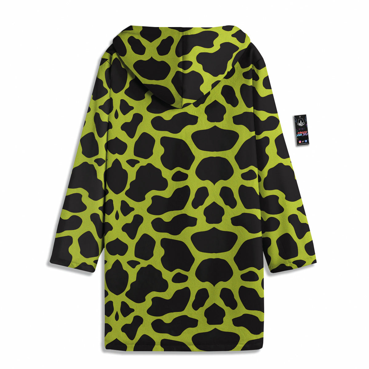 Cow Black And Lime Green Print Pattern Men's Windbreaker Jacket-grizzshop