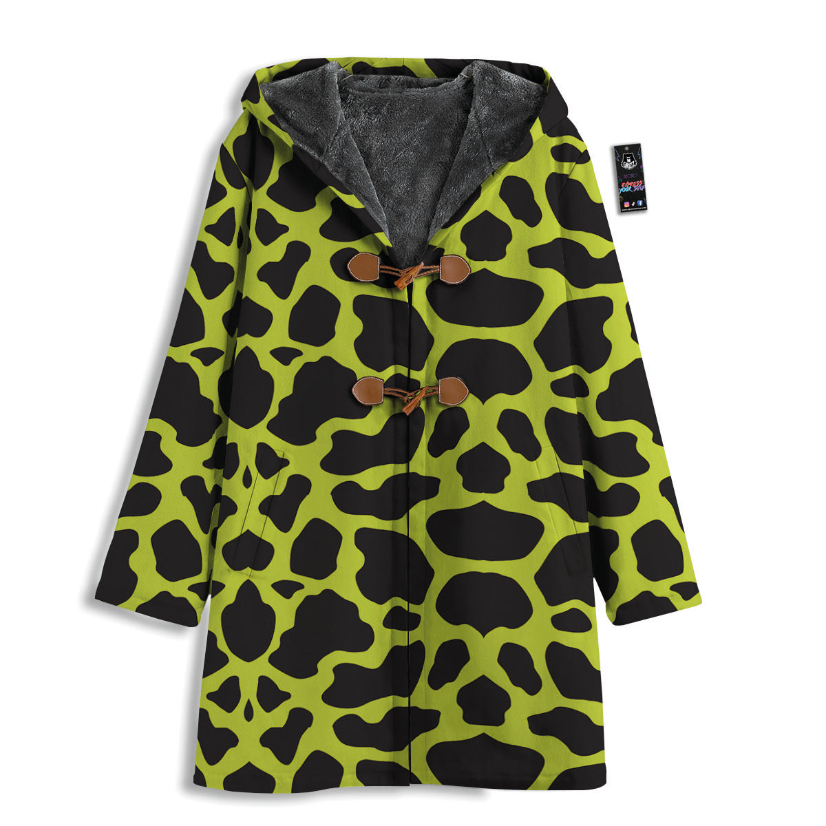 Cow Black And Lime Green Print Pattern Men's Windbreaker Jacket-grizzshop