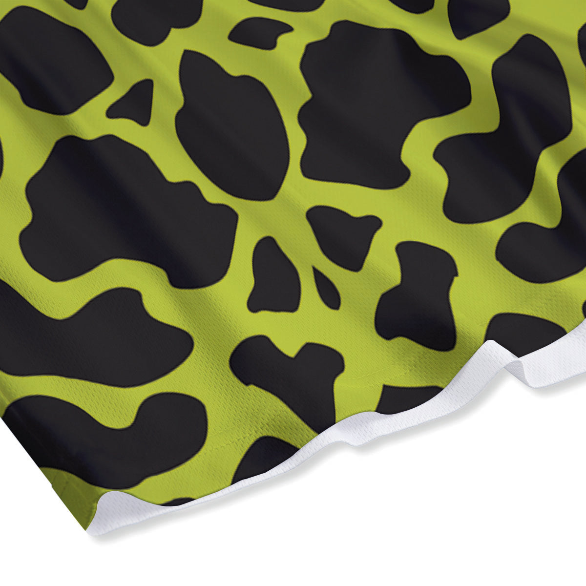 Cow Black And Lime Green Print Pattern Mesh Shorts