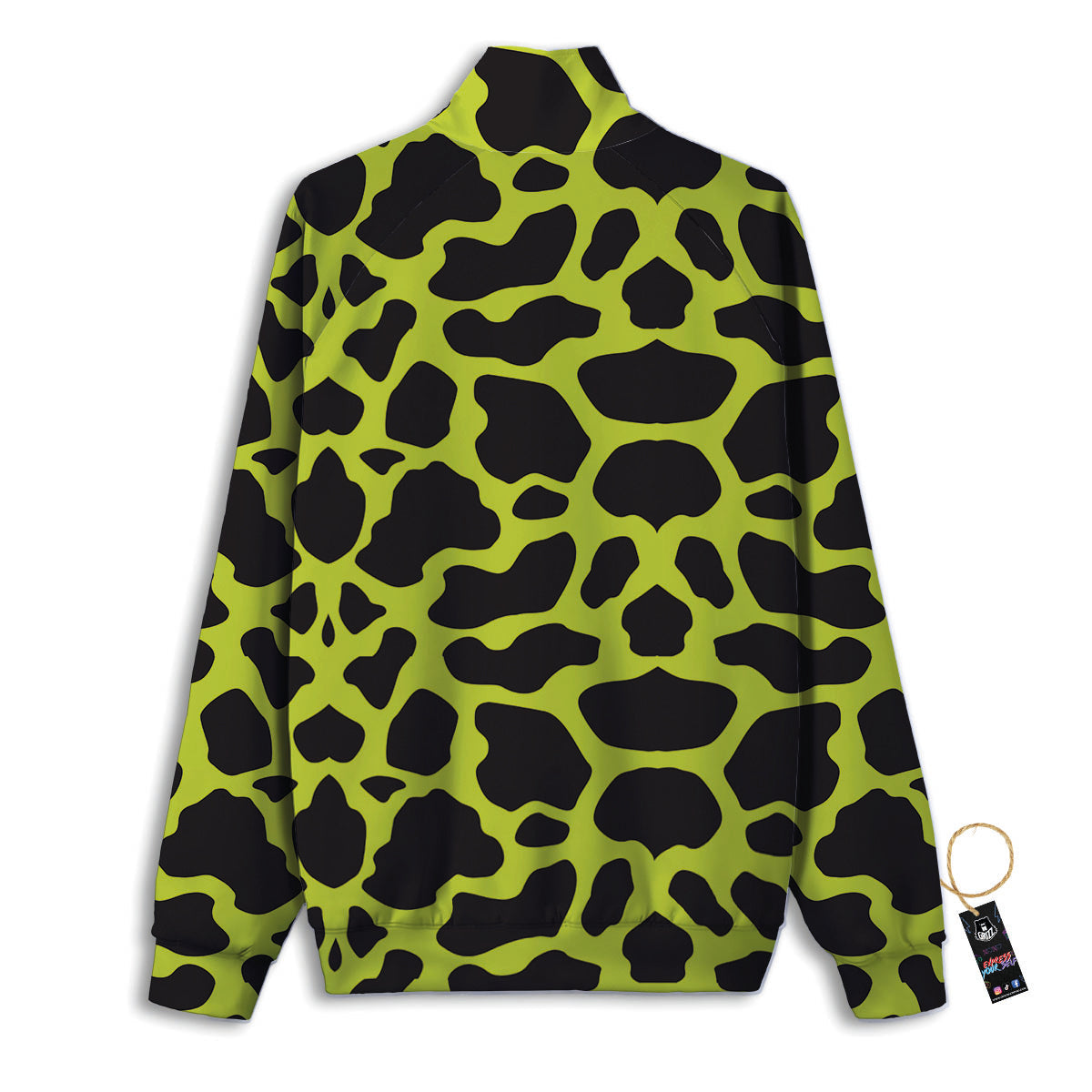 Cow Black And Lime Green Print Pattern Track Jacket-grizzshop