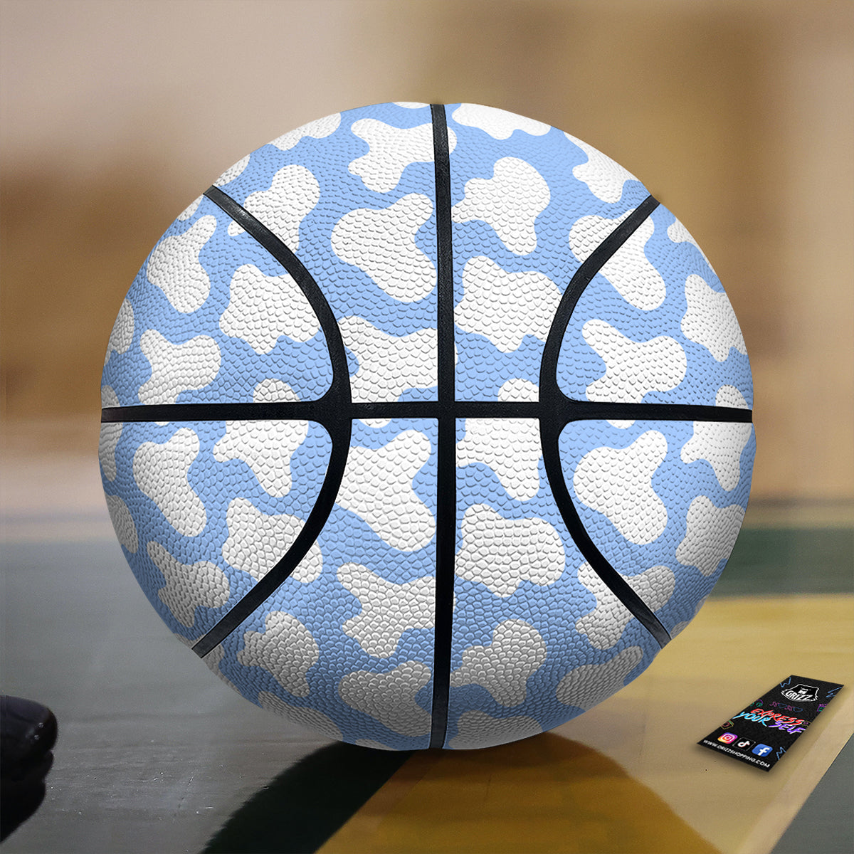 Cow Blue And White Print Pattern Basketball