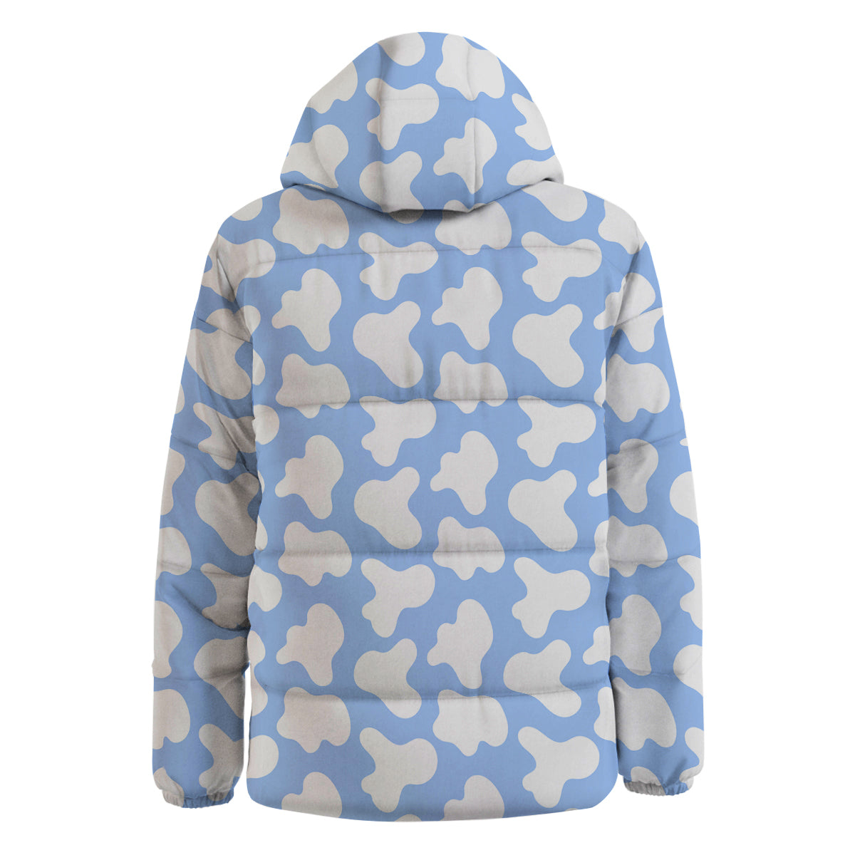 Cow Blue And White Print Pattern Down Jacket-grizzshop