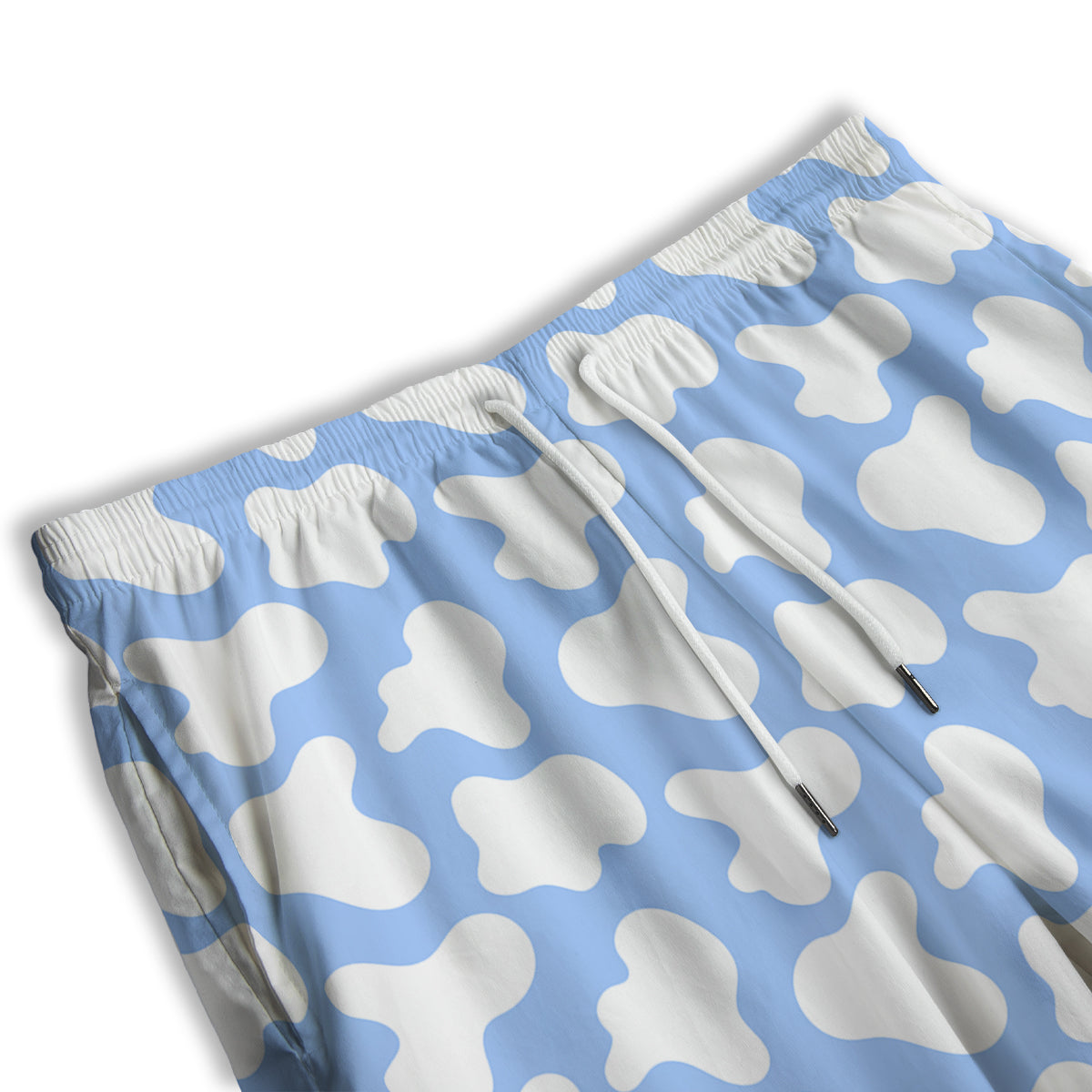 Cow Blue And White Print Pattern Men's Athletic Shorts