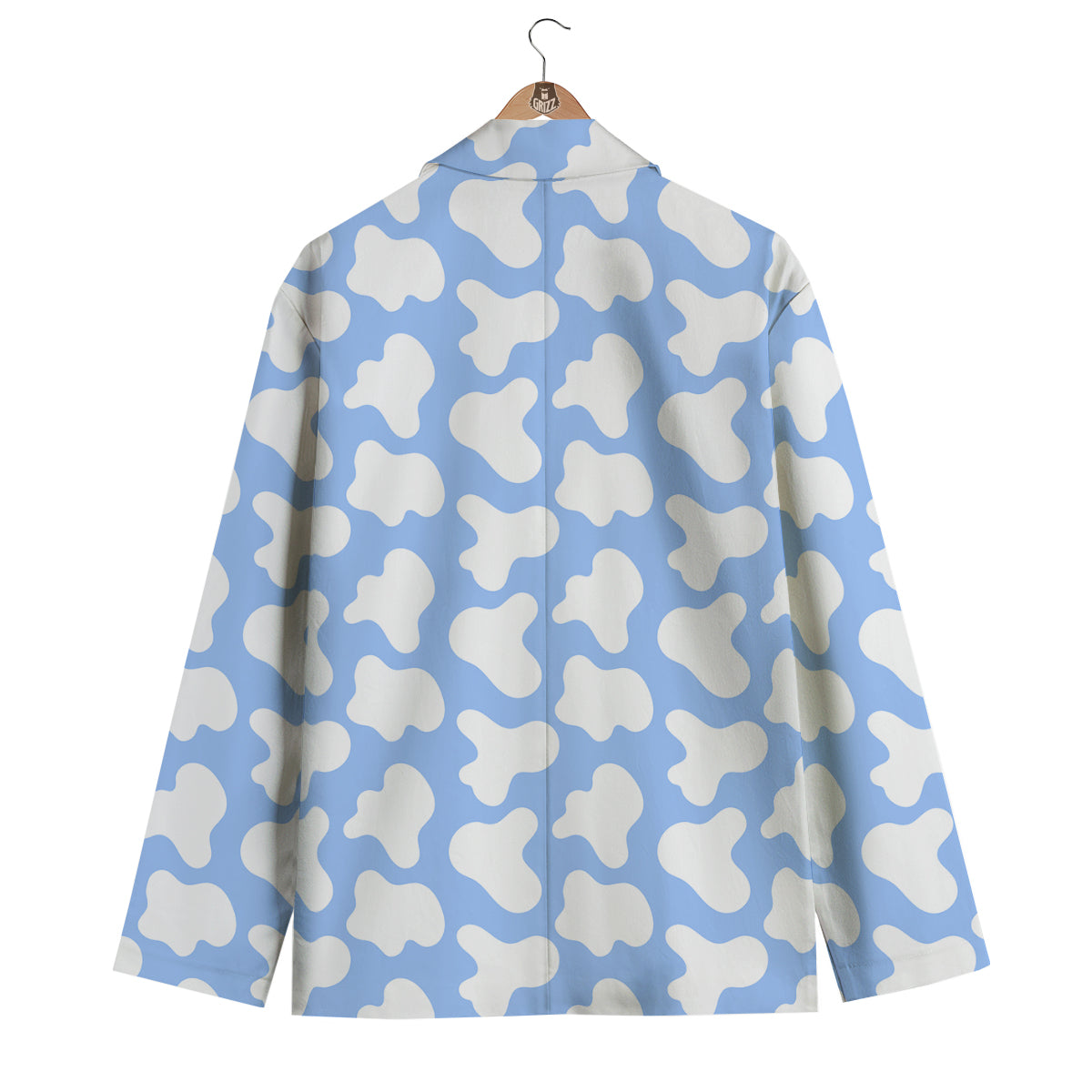 Cow Blue And White Print Pattern Men's Blazer-grizzshop