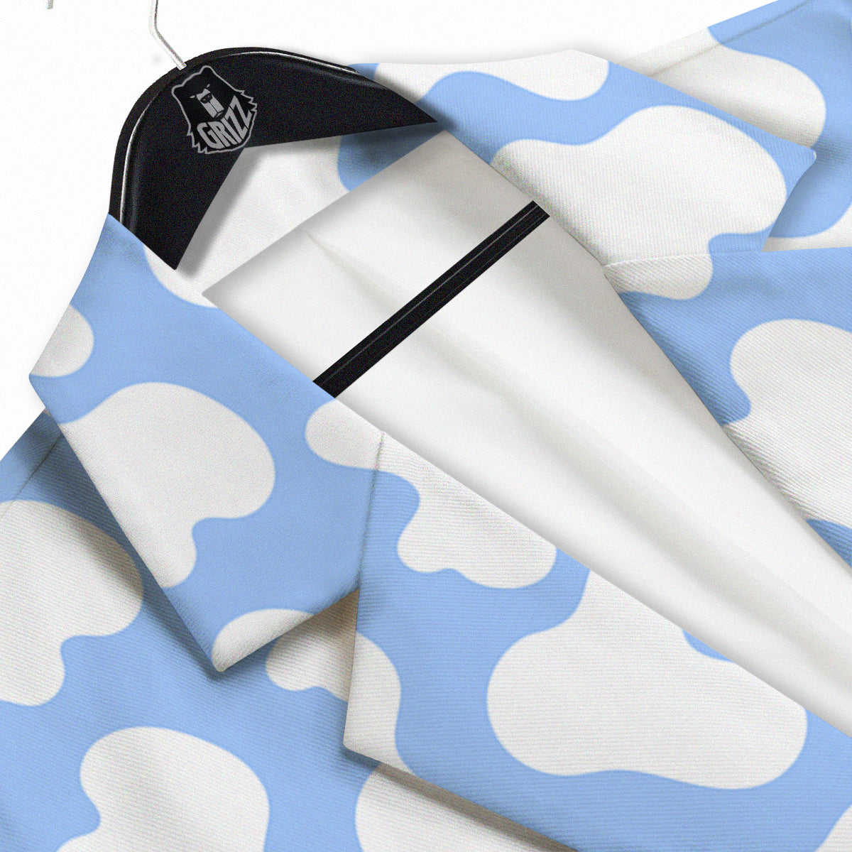 Cow Blue And White Print Pattern Men's Sport Coat-grizzshop