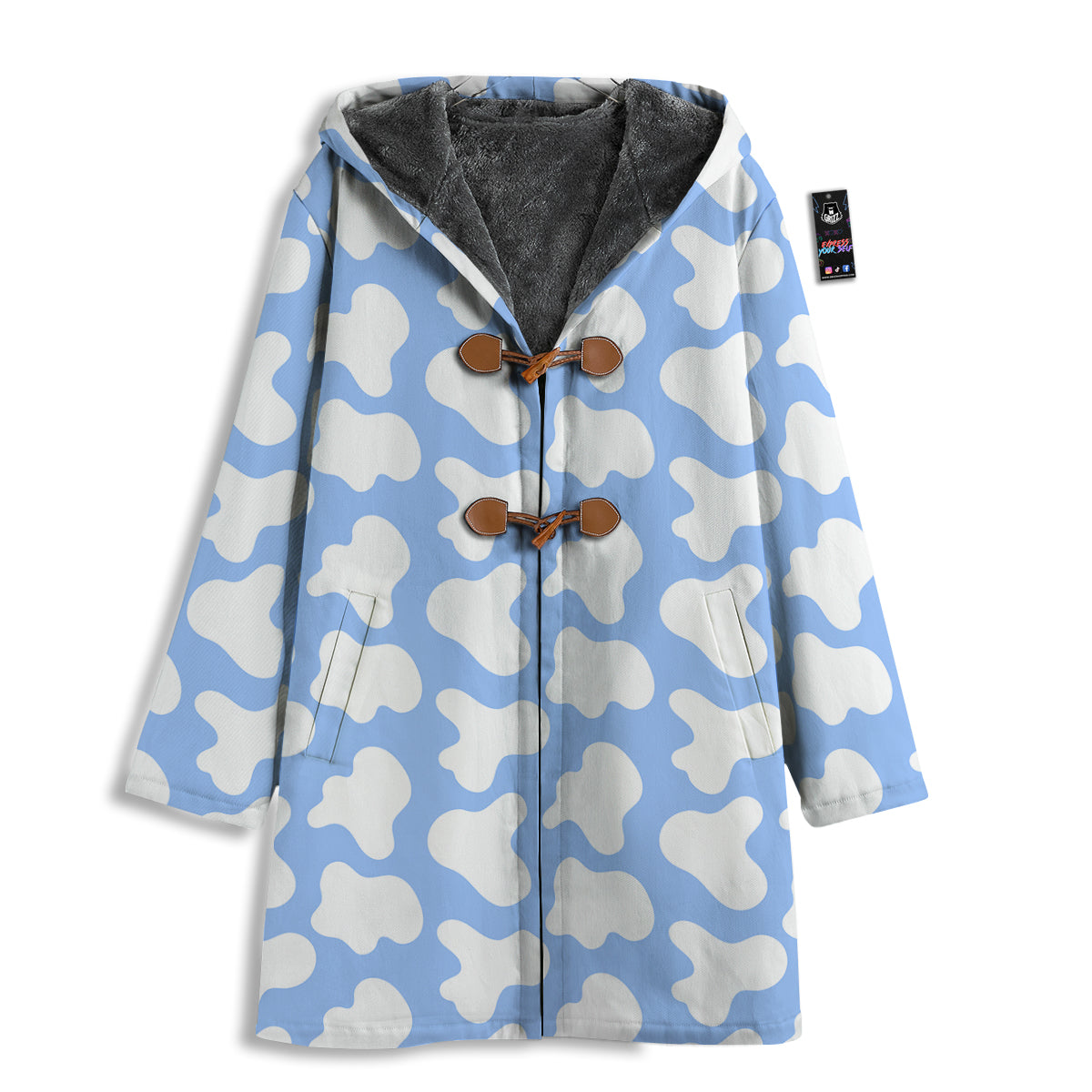 Cow Blue And White Print Pattern Men's Windbreaker Jacket-grizzshop