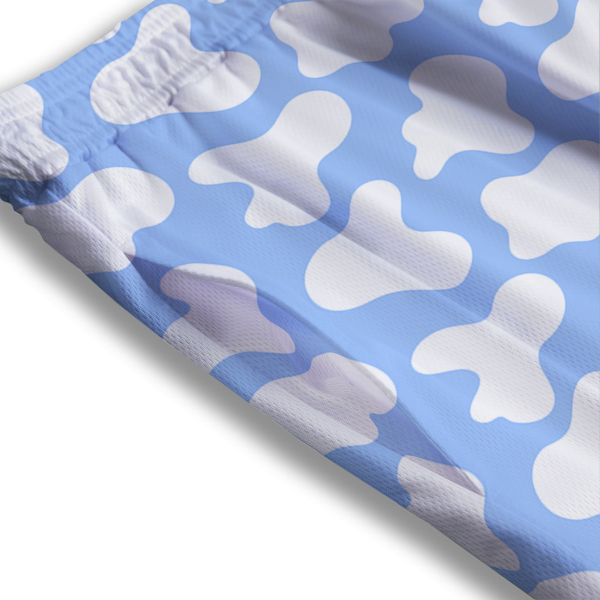 Cow Blue And White Print Pattern Mesh Shorts
