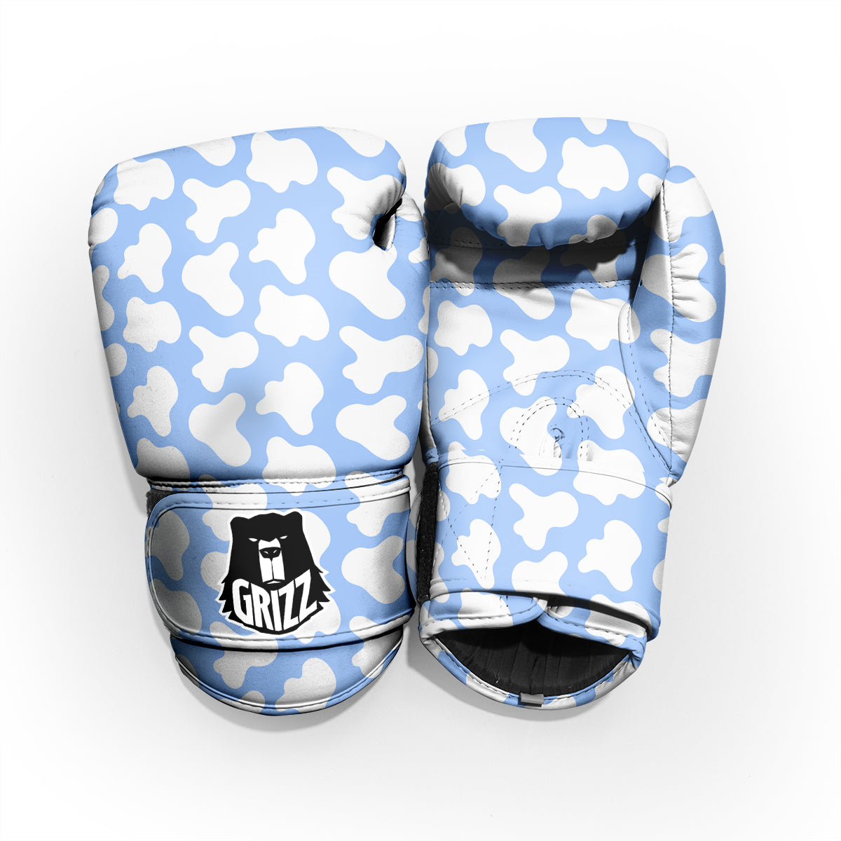 Cow Blue And White Print Pattern Pro Boxing Glove
