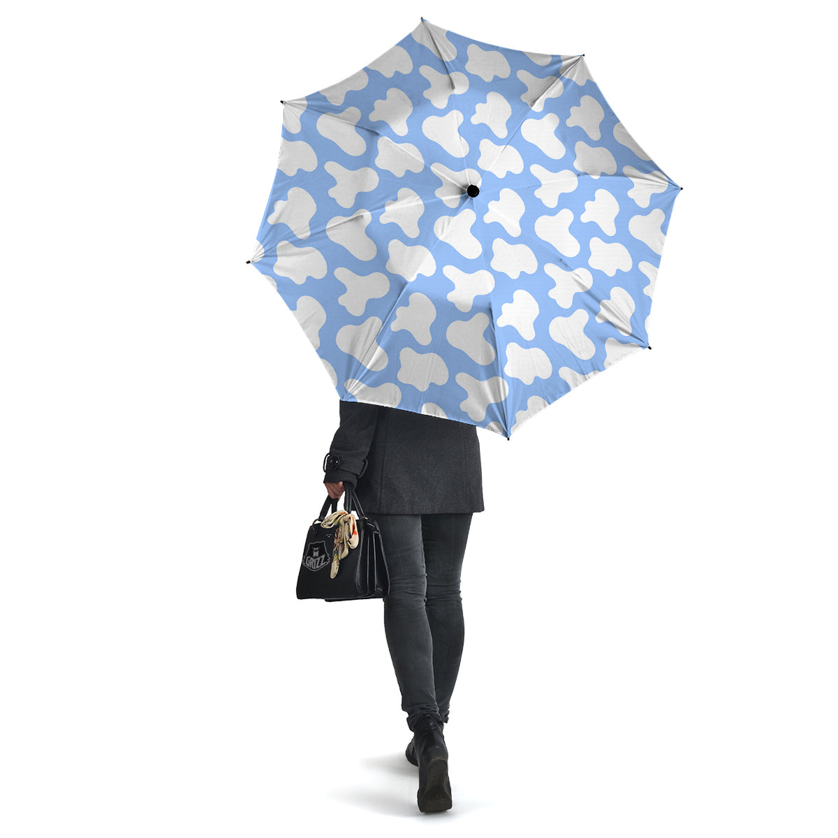 Cow Blue And White Print Pattern Umbrella-grizzshop