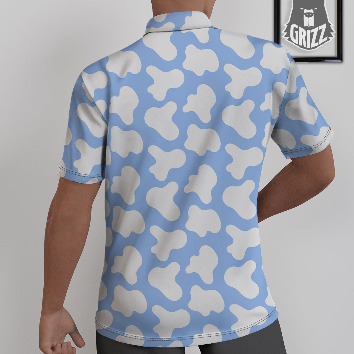 Cow Blue And White Print Pattern Untucked Shirts-grizzshop