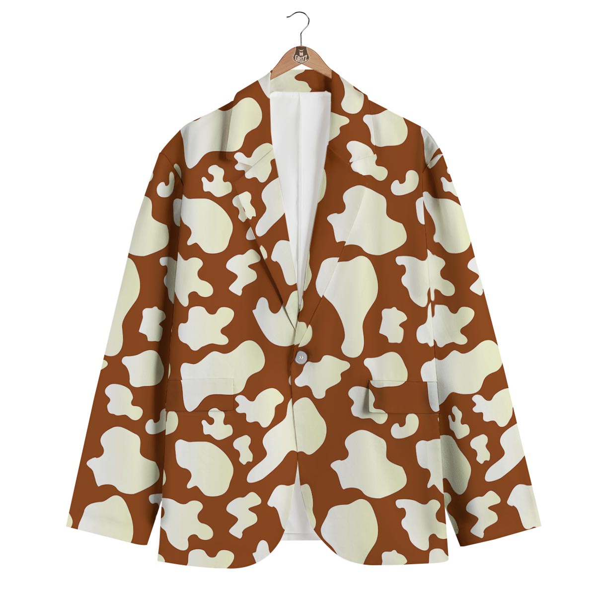 Cow Brown Pattern Print Men's Blazer-grizzshop