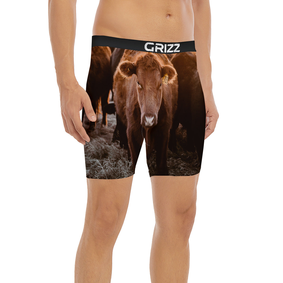 Cow Brown Print Boxer Briefs-grizzshop