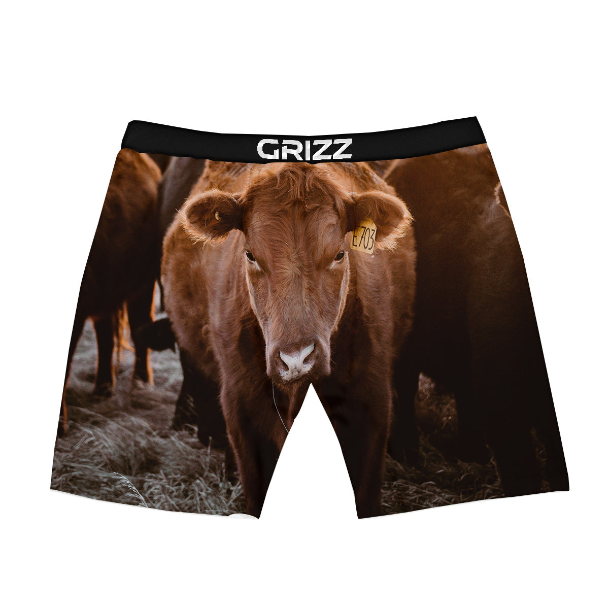 Cow Brown Print Boxer Briefs-grizzshop