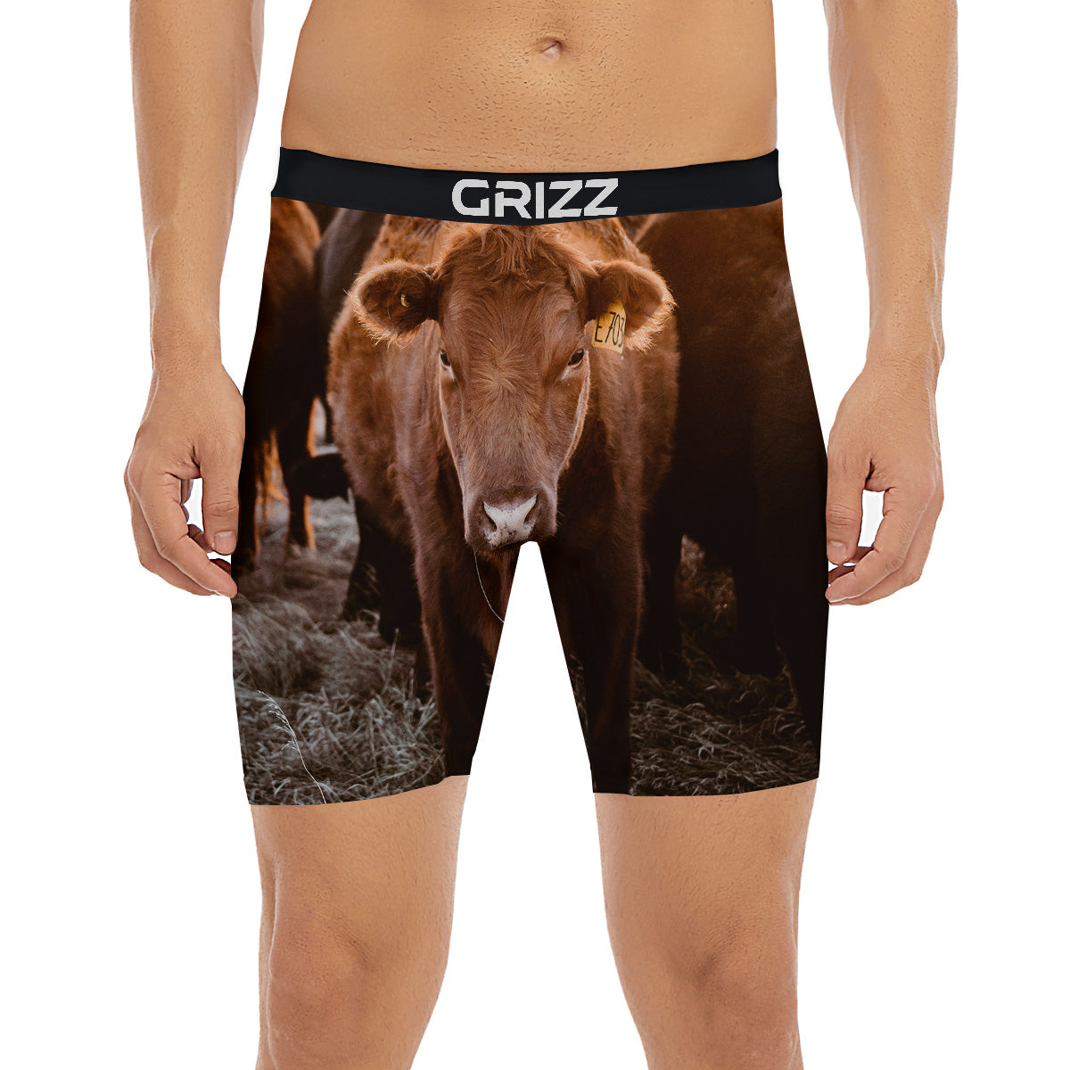 Cow Brown Print Boxer Briefs-grizzshop