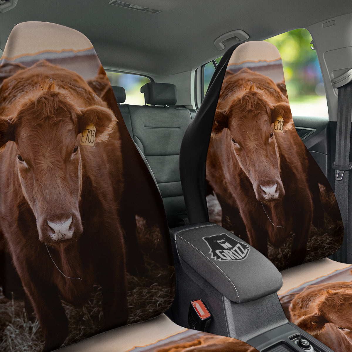 Cow Brown Print Car Seat Covers-grizzshop