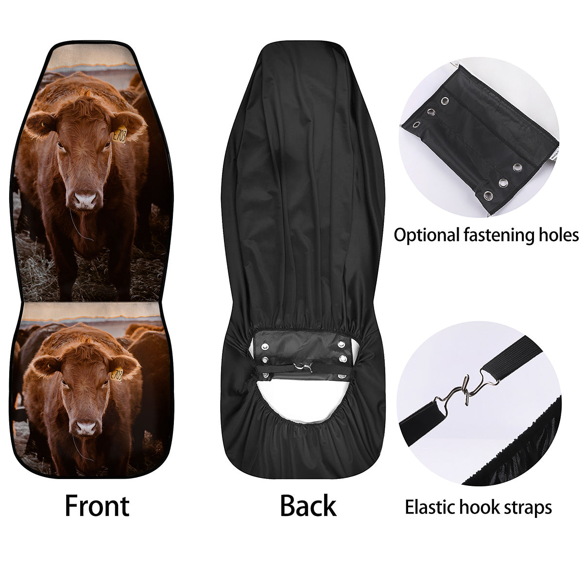 Cow Brown Print Car Seat Covers-grizzshop