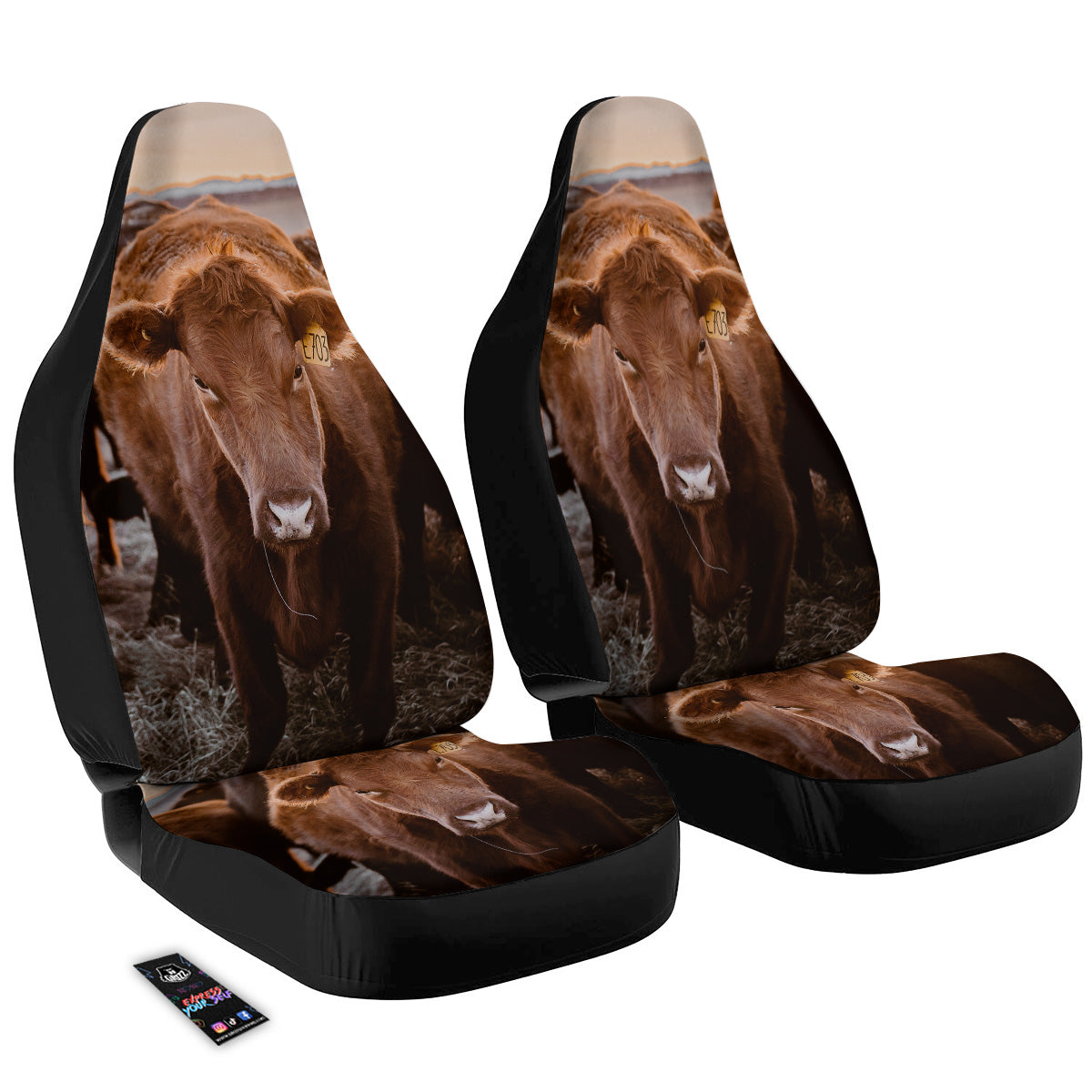 Cow Brown Print Car Seat Covers-grizzshop