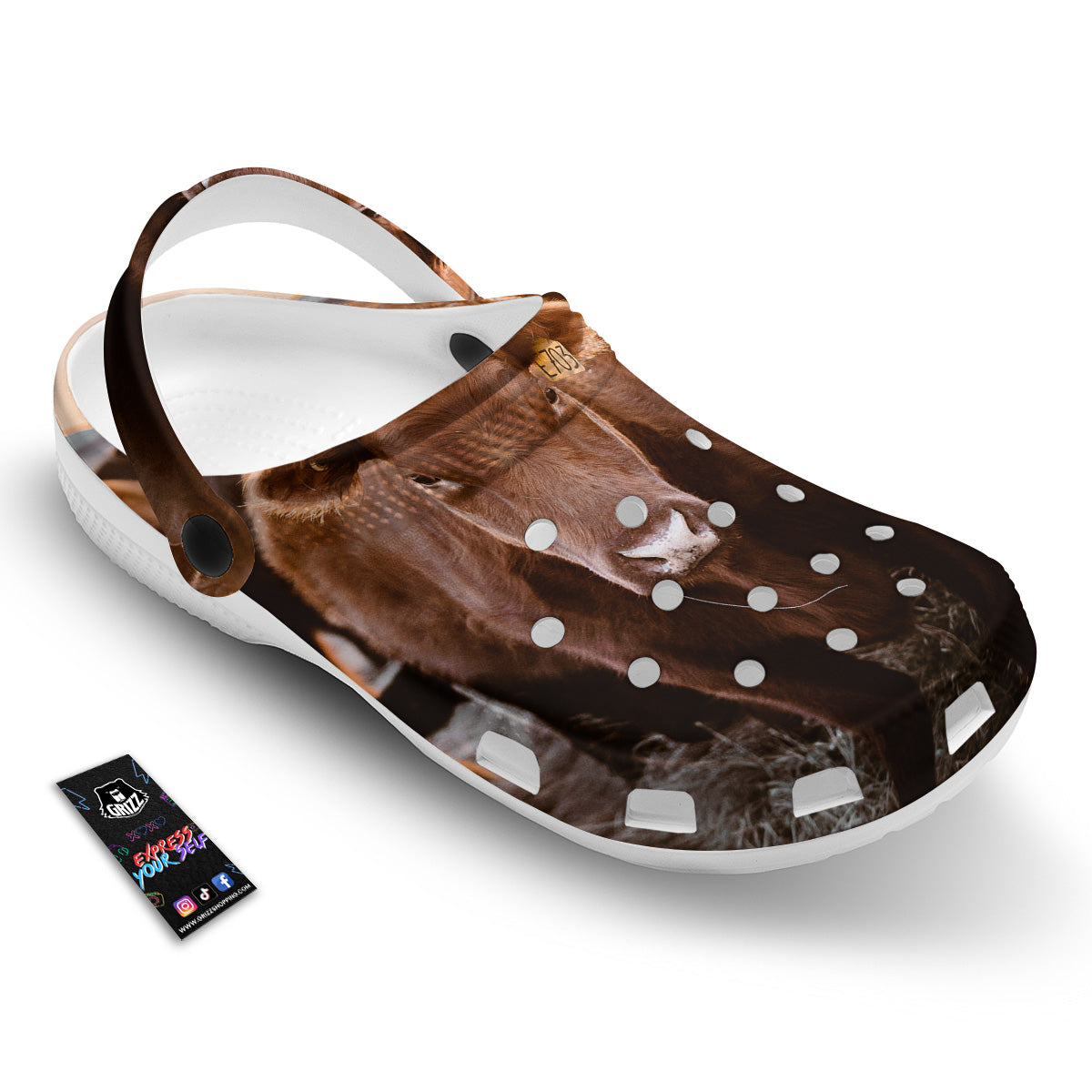 Cow Brown Print Clog-grizzshop
