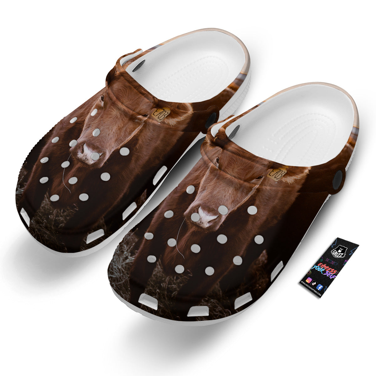 Cow Brown Print Clog-grizzshop