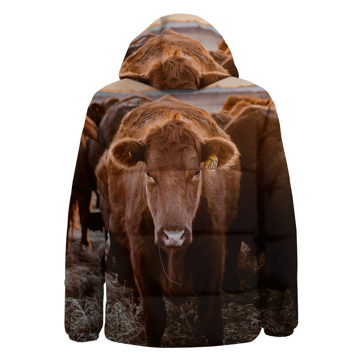 Cow Brown Print Down Jacket-grizzshop
