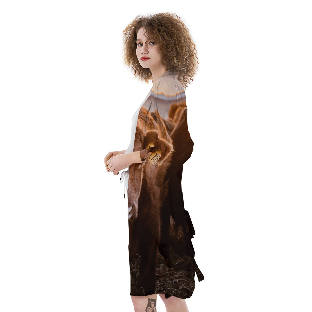 Cow Brown Print Kimono-grizzshop