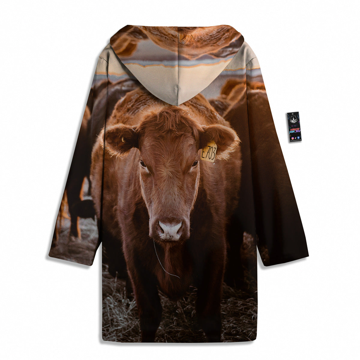 Cow Brown Print Men's Windbreaker Jacket-grizzshop