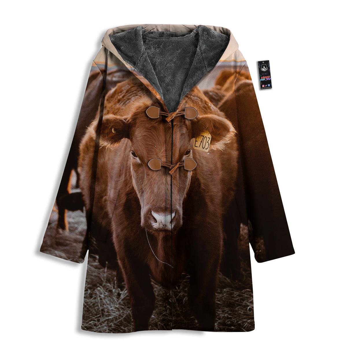 Cow Brown Print Men's Windbreaker Jacket-grizzshop