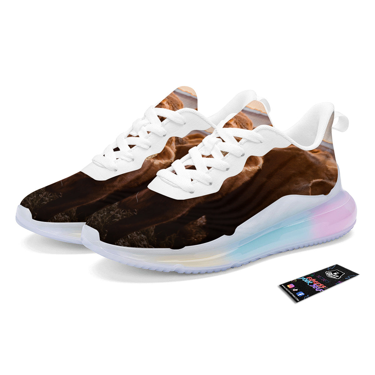 Cow Brown Print Running Sneakers-grizzshop