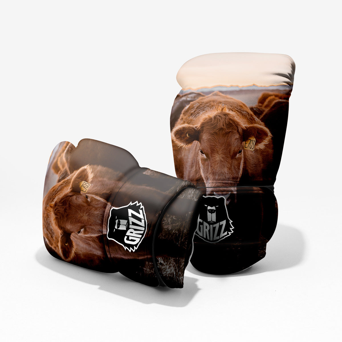 Cow Brown Print Pro Boxing Glove