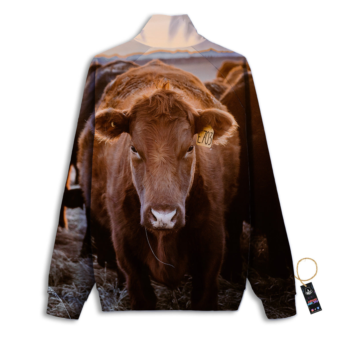 Cow Brown Print Track Jacket-grizzshop