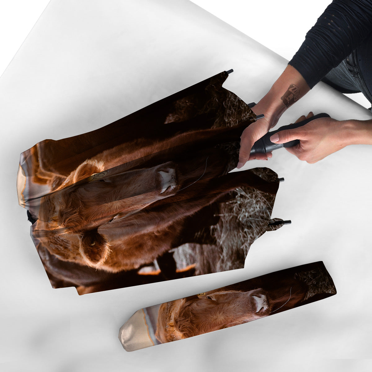 Cow Brown Print Umbrella-grizzshop