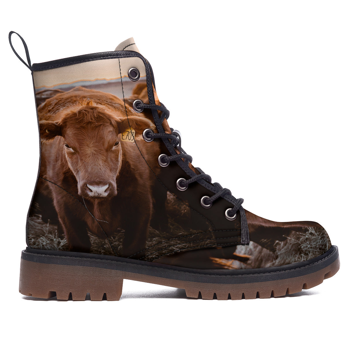 Cow Brown Print Work Boots-grizzshop