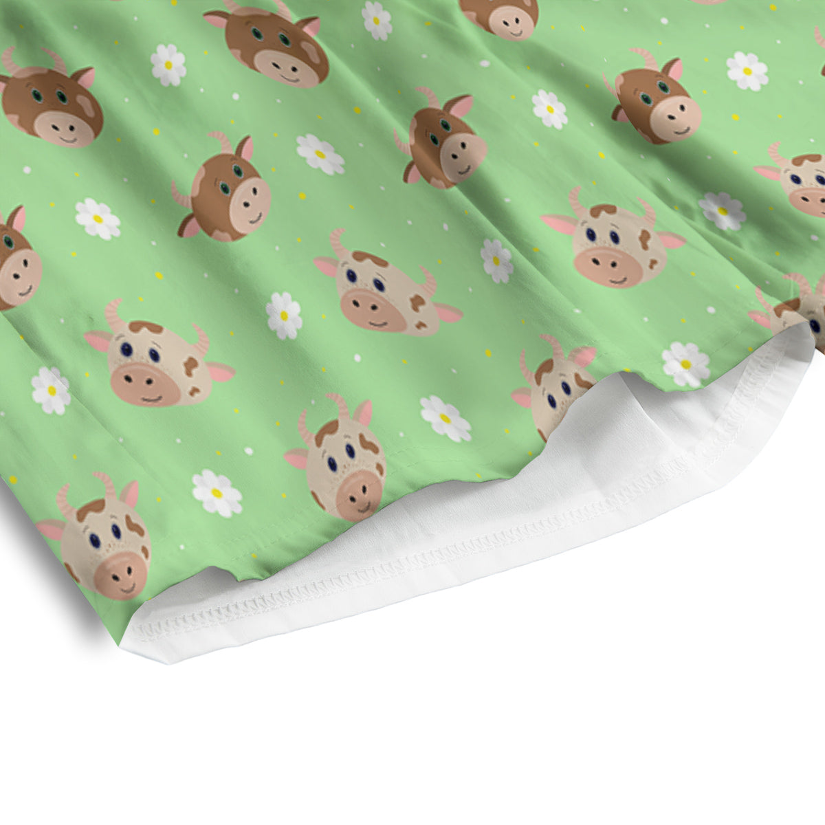Cow Cartoon And Daisy Flower Print Men's Athletic Shorts
