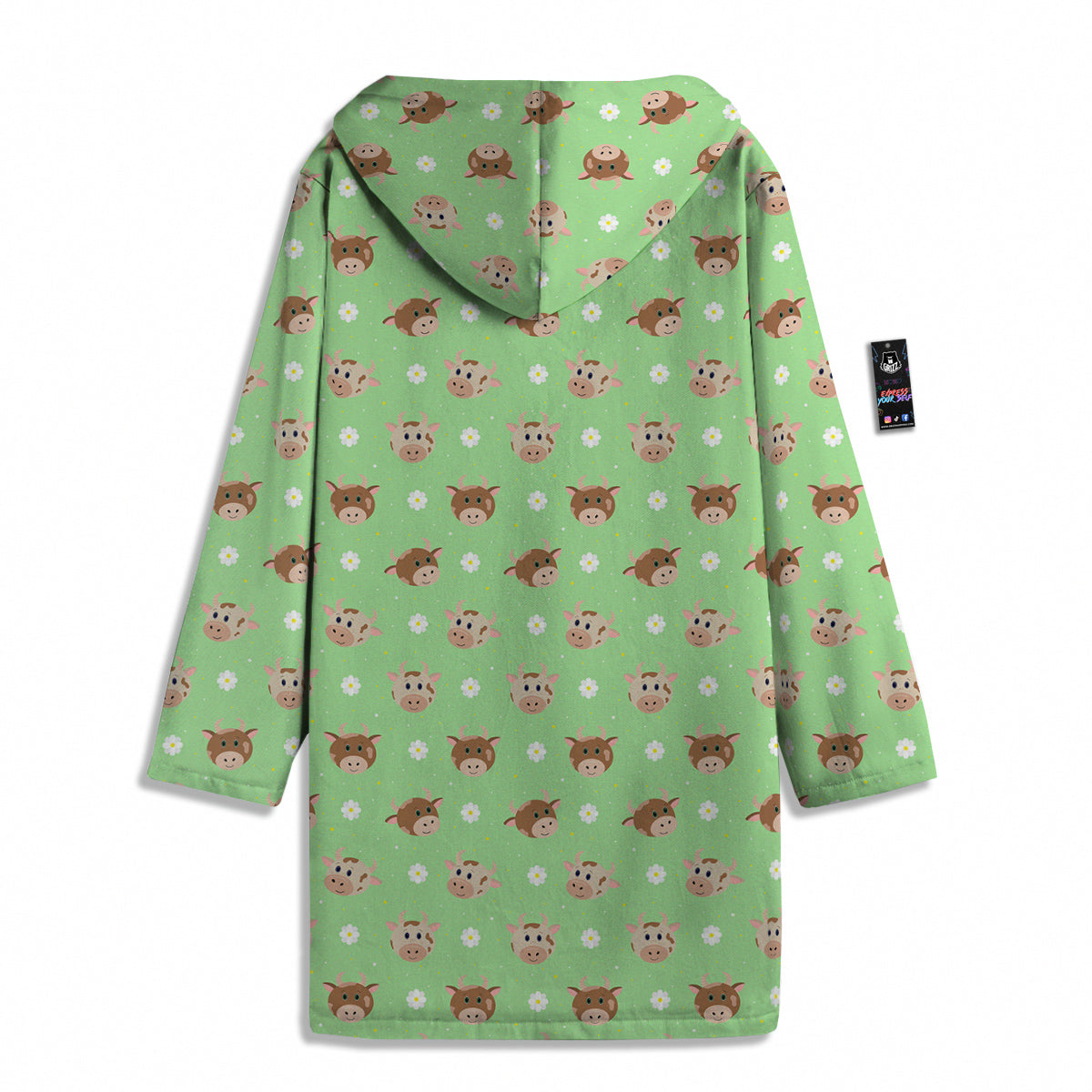Cow Cartoon And Daisy Flower Print Men's Windbreaker Jacket-grizzshop