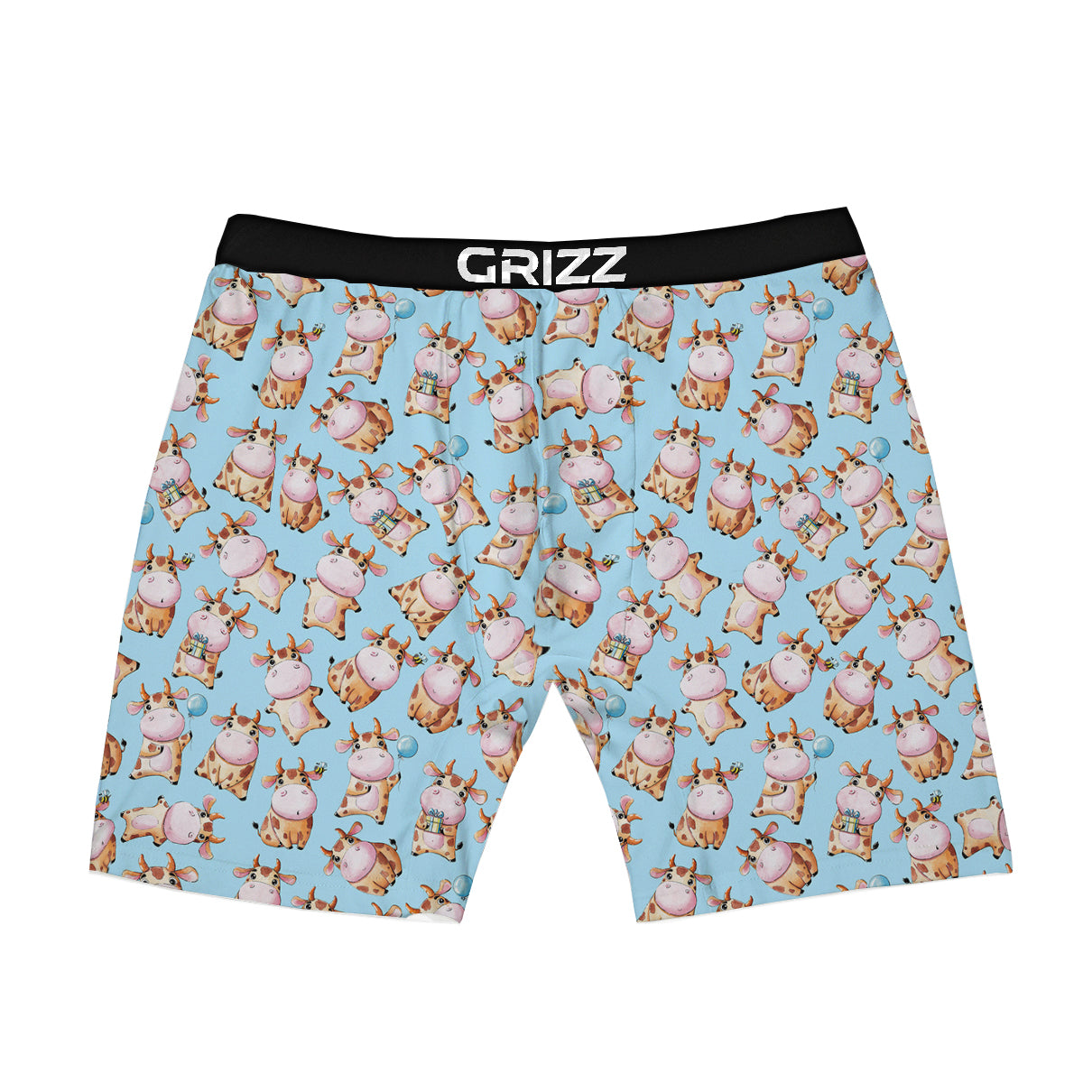 Cow Cartoon Watercolor Print Pattern Boxer Briefs-grizzshop