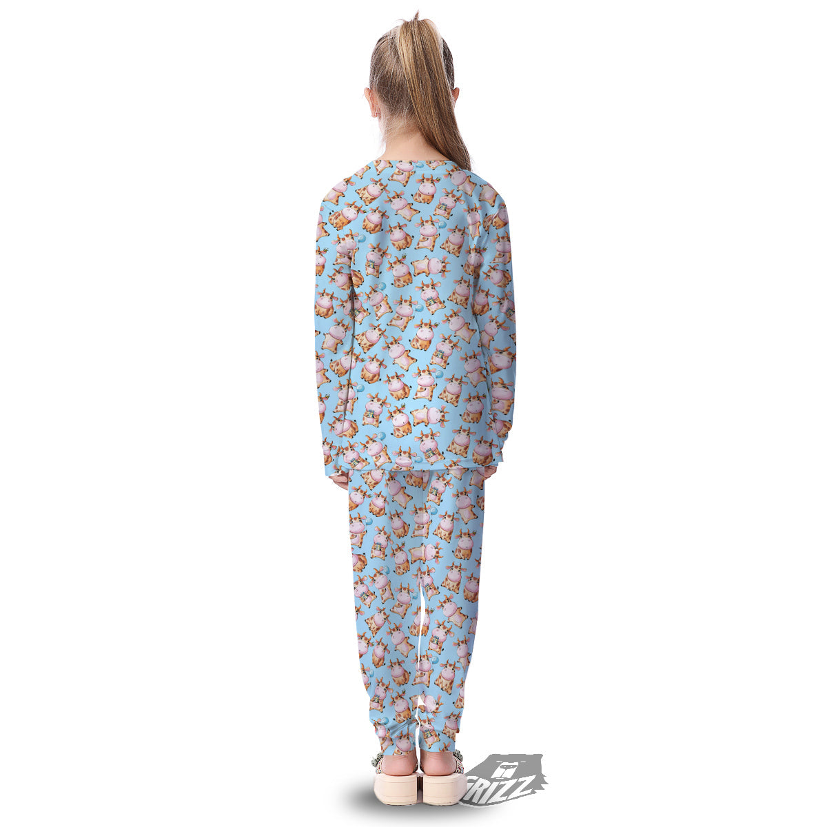 Cow Cartoon Watercolor Print Pattern Kid's Pajamas-grizzshop