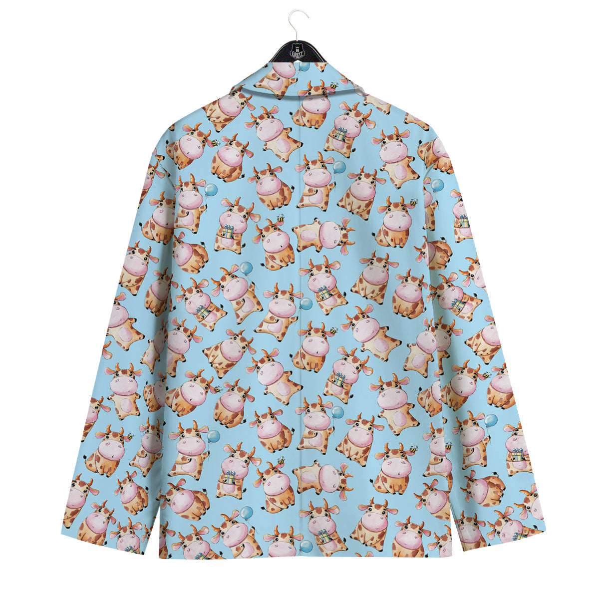 Cow Cartoon Watercolor Print Pattern Men's Sport Coat-grizzshop