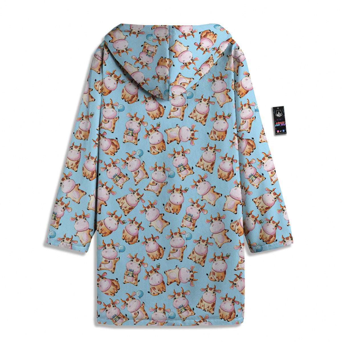 Cow Cartoon Watercolor Print Pattern Men's Windbreaker Jacket-grizzshop