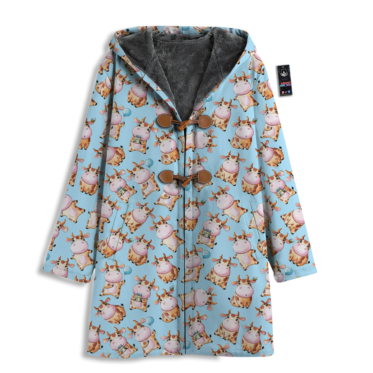 Cow Cartoon Watercolor Print Pattern Men's Windbreaker Jacket-grizzshop