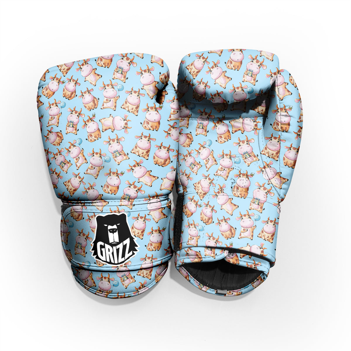 Cow Cartoon Watercolor Print Pattern Pro Boxing Glove