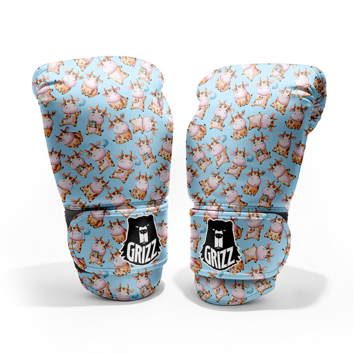Cow Cartoon Watercolor Print Pattern Pro Boxing Glove