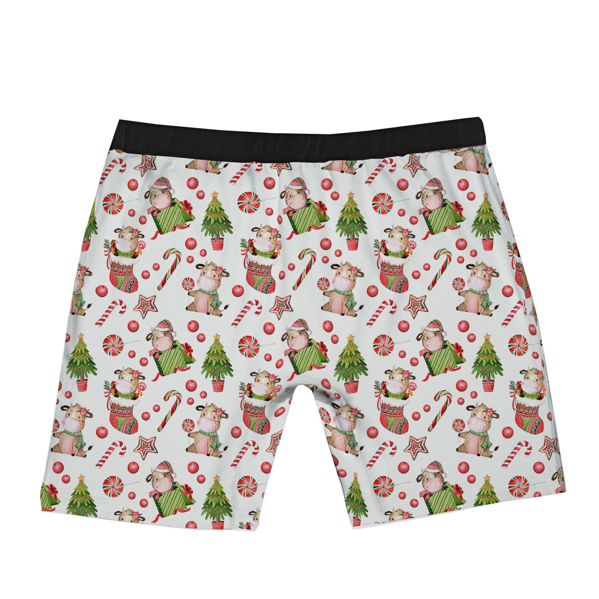 Cow Christmas Print Pattern Boxer Briefs-grizzshop