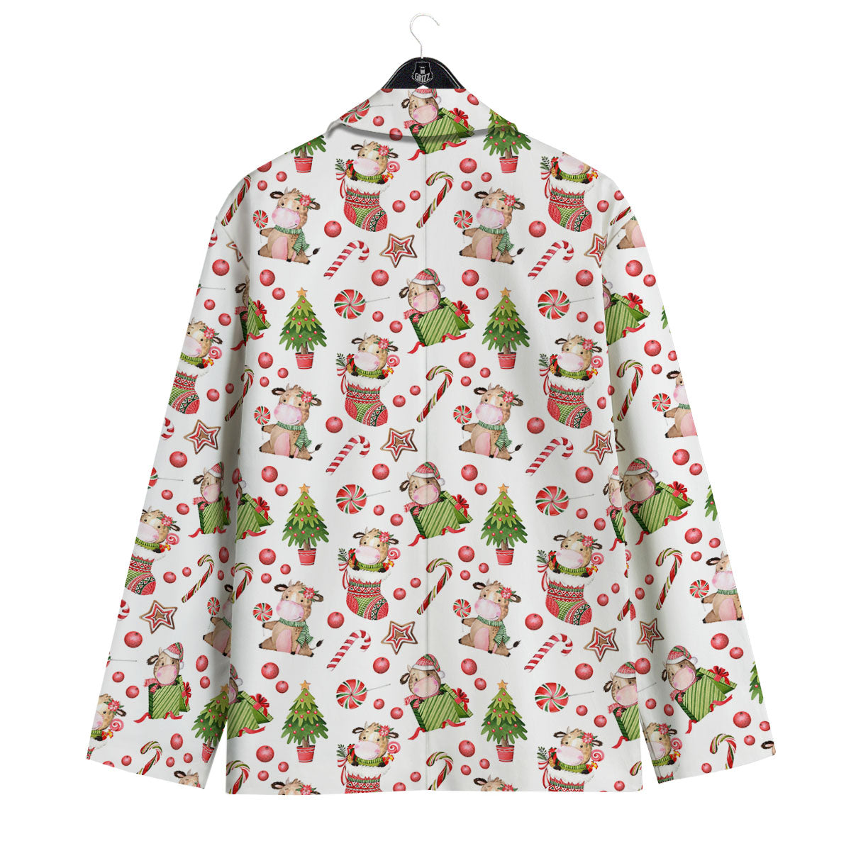 Cow Christmas Print Pattern Men's Sport Coat-grizzshop