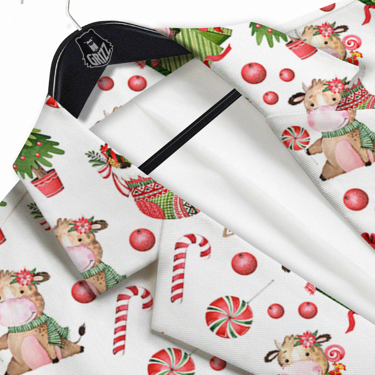 Cow Christmas Print Pattern Men's Sport Coat-grizzshop