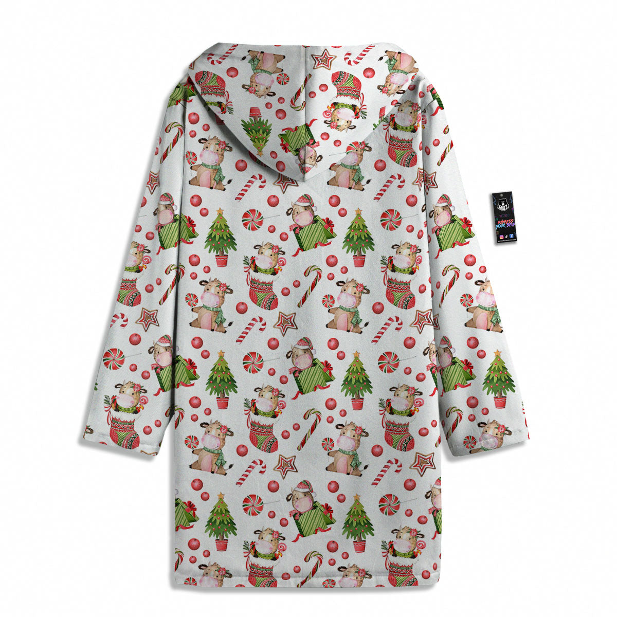 Cow Christmas Print Pattern Men's Windbreaker Jacket-grizzshop