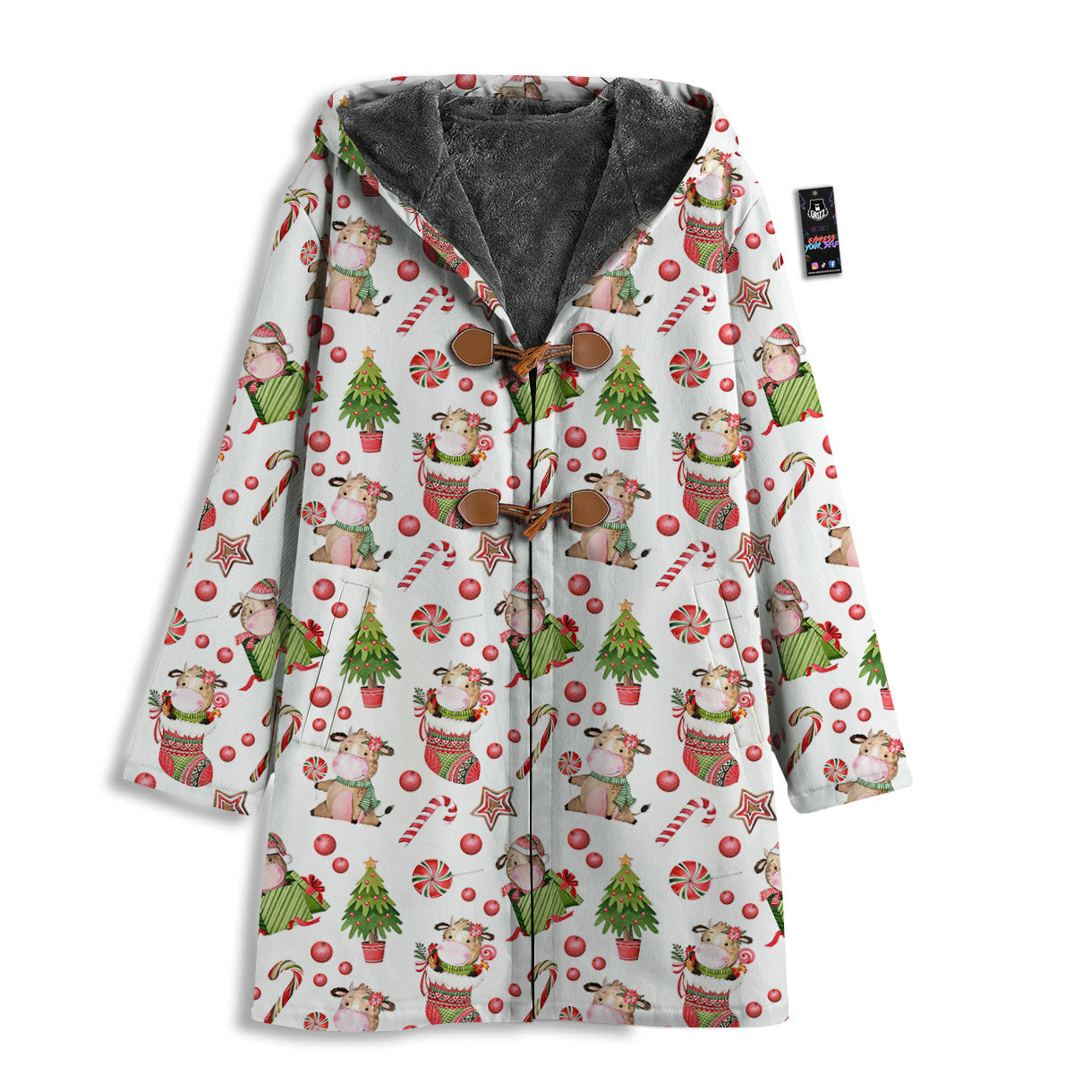 Cow Christmas Print Pattern Men's Windbreaker Jacket-grizzshop
