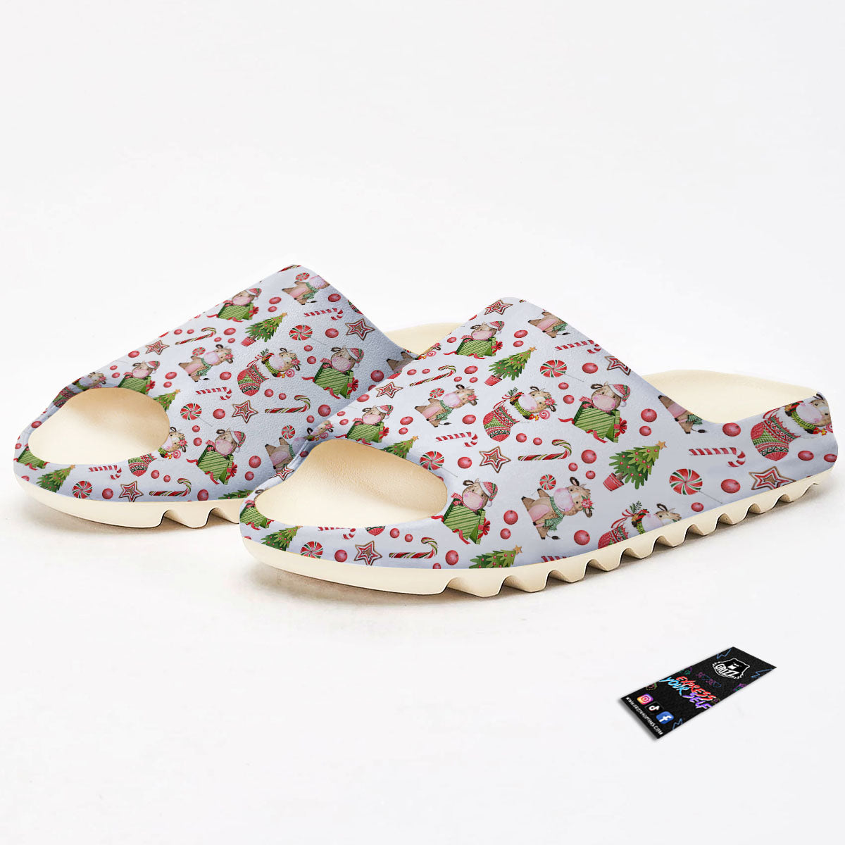 Cow Christmas Print Pattern Sandals-grizzshop