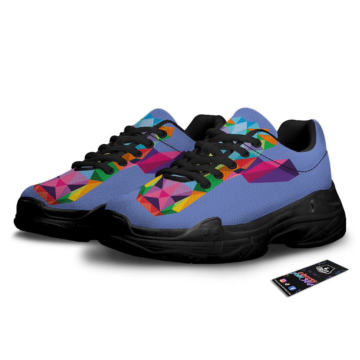 Cow Colorful Print Black Chunky Shoes-grizzshop