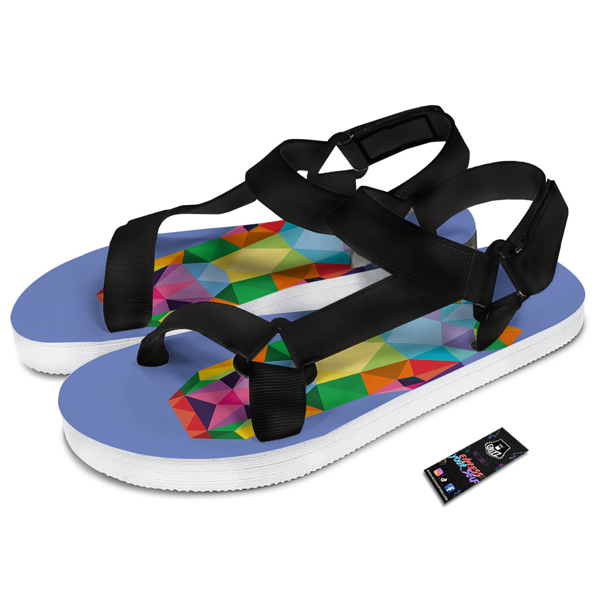 Cow Colorful Print Black Open Toe Sandals-grizzshop